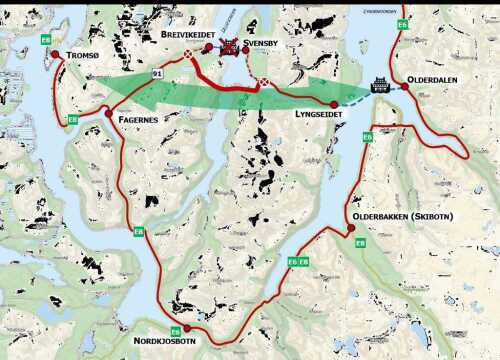 Kartskisse Ullsfjordforbindelsen
